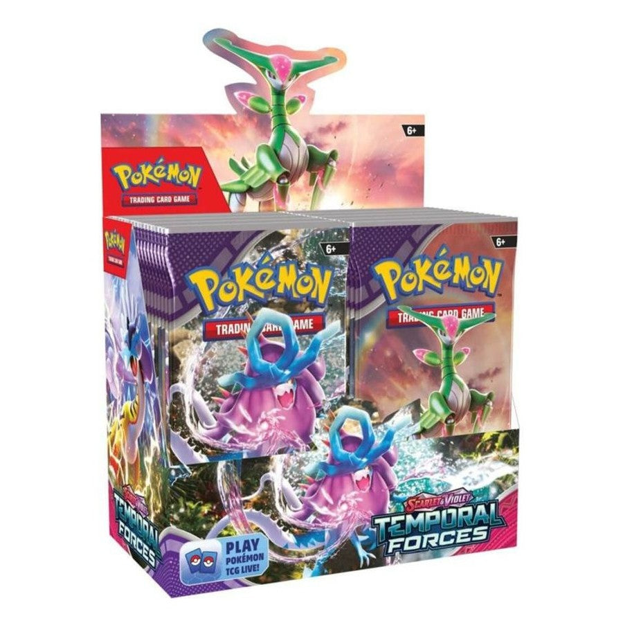 Pokemon TCG Scarlet & Violet - Temporal Forces booster box with 36 packs, featuring Walking Wake and Iron Leaves