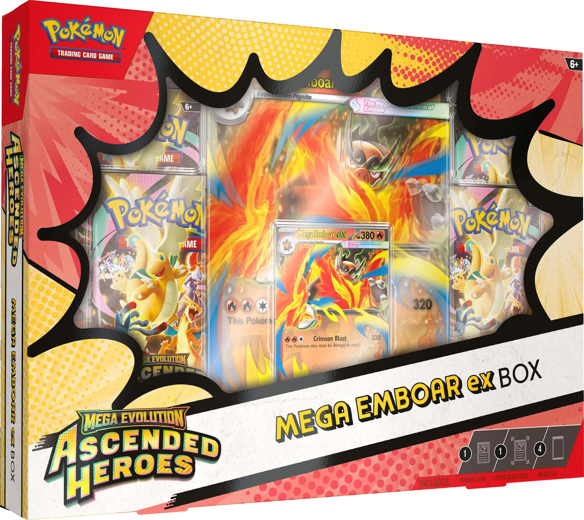 Pokemon TCG Mega Evolution - Ascended Heroes Mega Feraligatr ex Box - foil Mega Feraligatr ex promo and oversize lenticular card