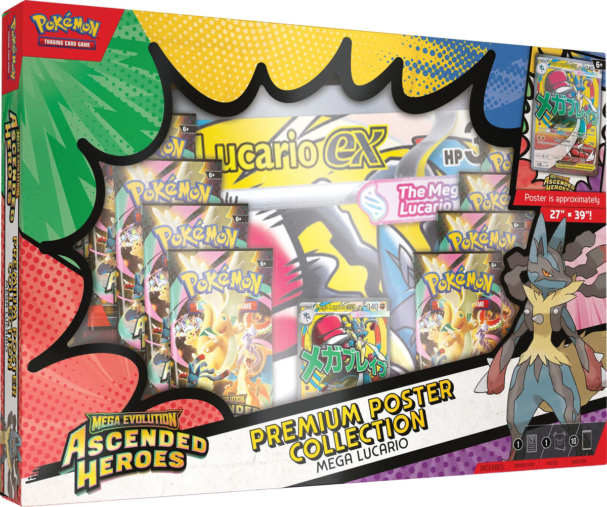 Sealed Pokemon TCG Ascended Heroes Premium Poster Collection Mega Lucario