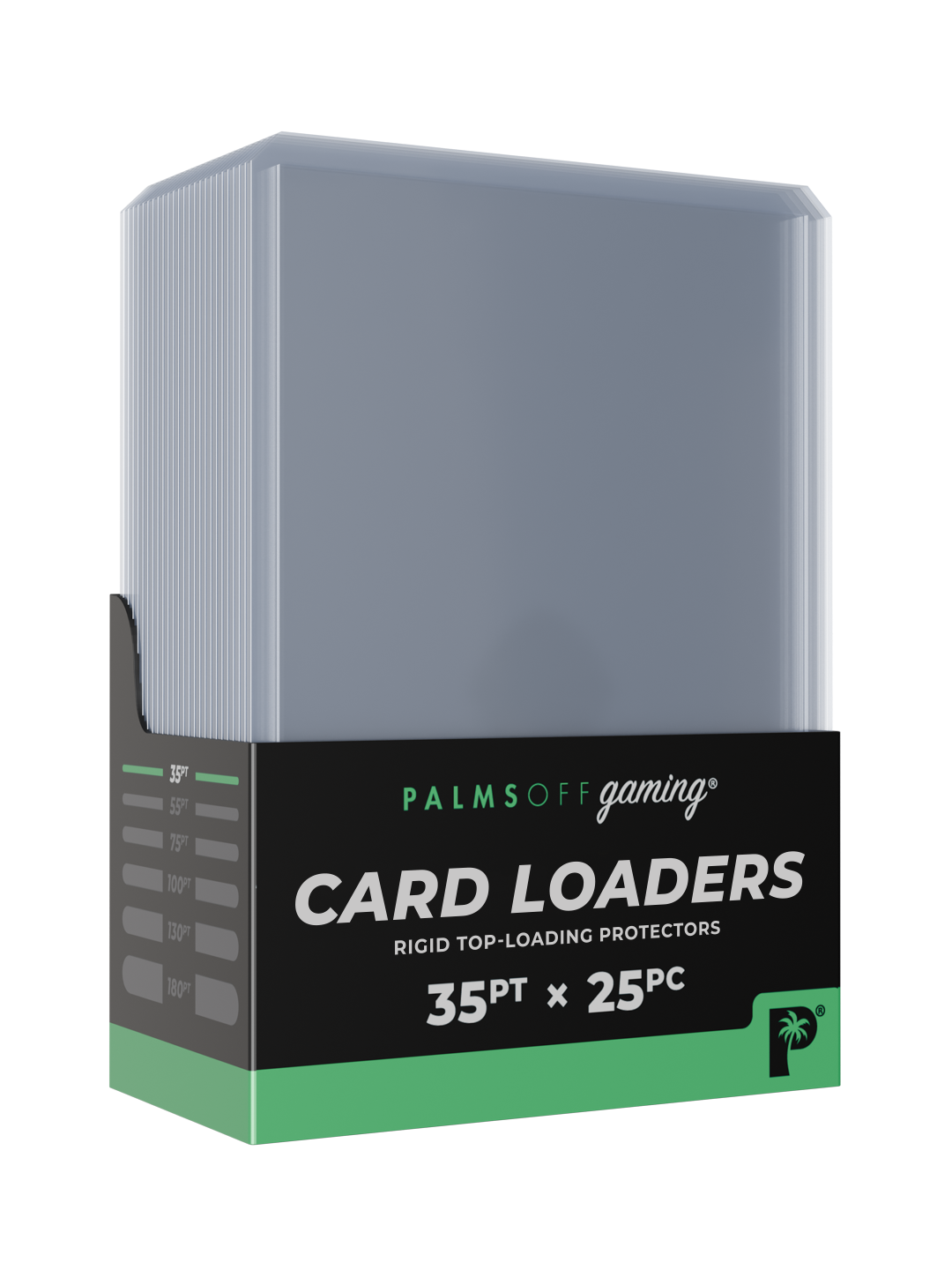 Palms Off Gaming 35pt rigid top loaders, 25-pack, for standard-size trading cards