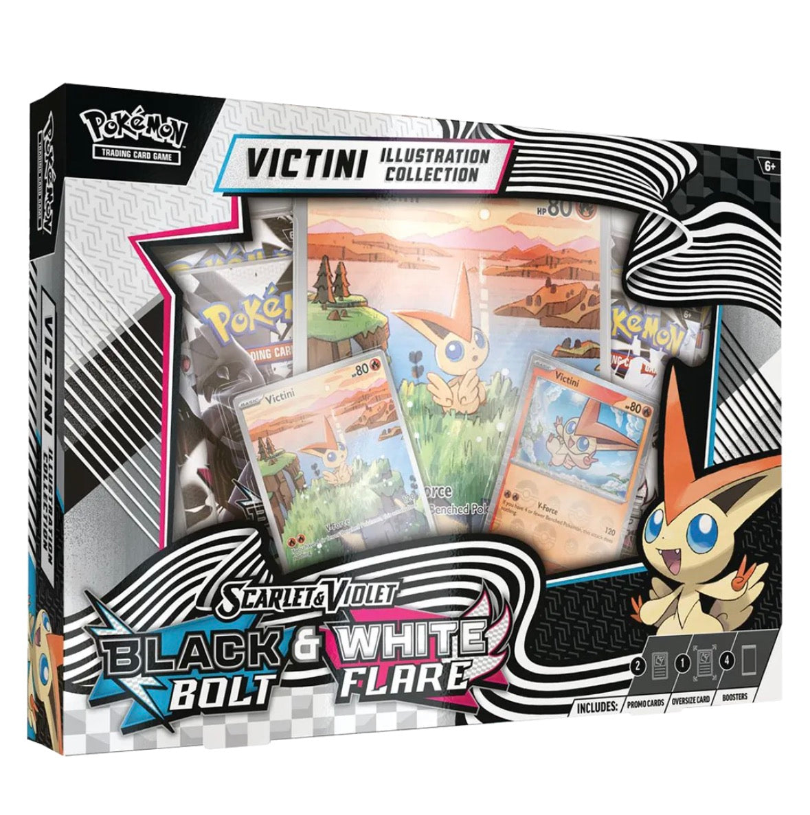 Pokemon TCG Scarlet & Violet - Black Bolt & White Flare Victini Illustration Collection with Victini foil promos and oversize card