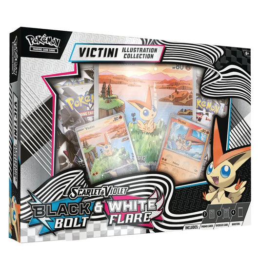 Pokemon TCG Scarlet & Violet - Black Bolt & White Flare Victini Illustration Collection with Victini foil promos and oversize card