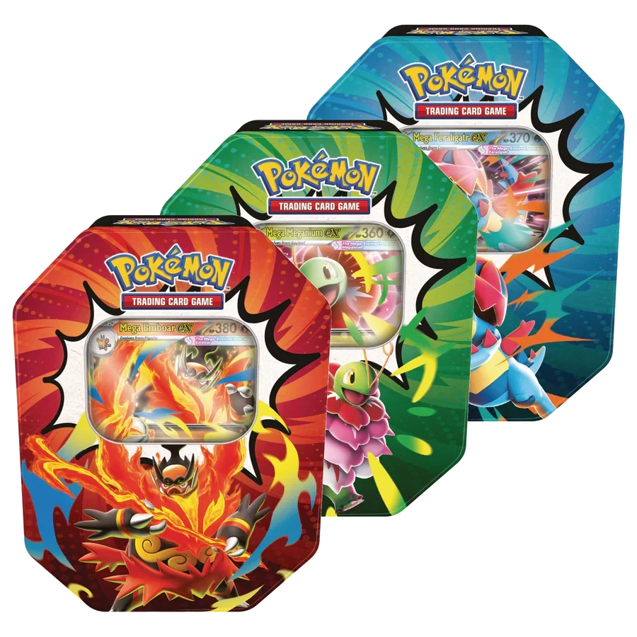 Pokemon TCG Mega Evolution - Ascended Heroes sealed tin, Feraligatr, Meganium or Emboar ex