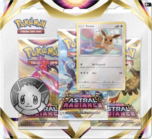 Pokemon TCG Sword & Shield - Astral Radiance 3-pack blister with foil Eevee promo card and coin