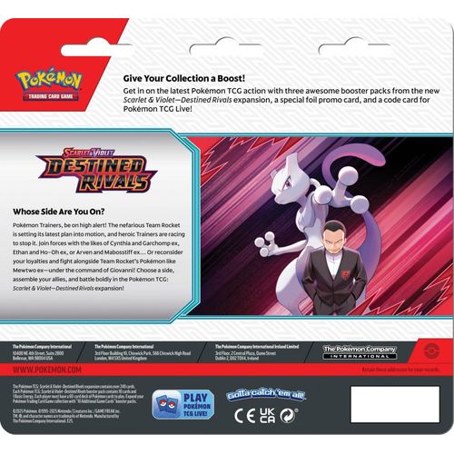 Pokemon TCG Scarlet & Violet - Destined Rivals Kangaskhan 3-pack blister, back view