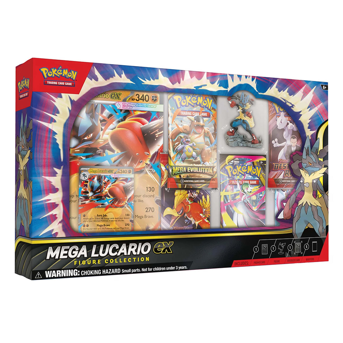 Pokemon TCG Mega Lucario ex Figure Collection with Mega Lucario figure, etched foil promo and oversize card