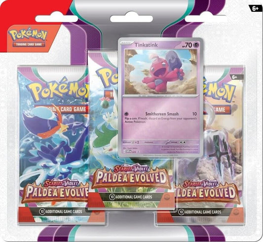 Pokemon TCG Scarlet & Violet - Paldea Evolved 3-pack blister with foil Tinkatink promo